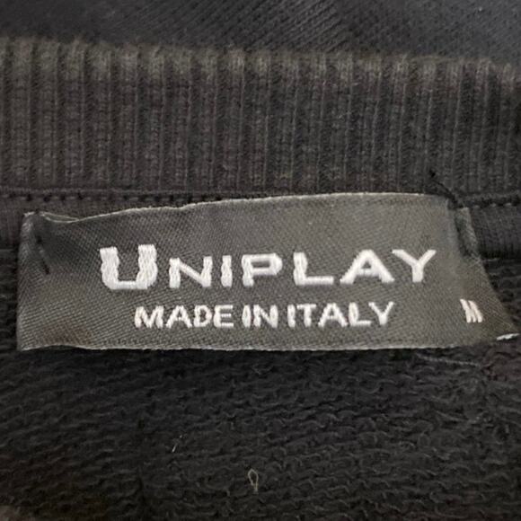 Uniplay Men's Black Studded Spiked Crewneck Long Sleeve Tee T-shirt Top Size M - Picture 5 of 6
